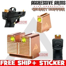 AGGRESSIVE ARMS COPPER TALL Suppressor Height Sights GLOCK 17 19 43X FIBER OPTIC