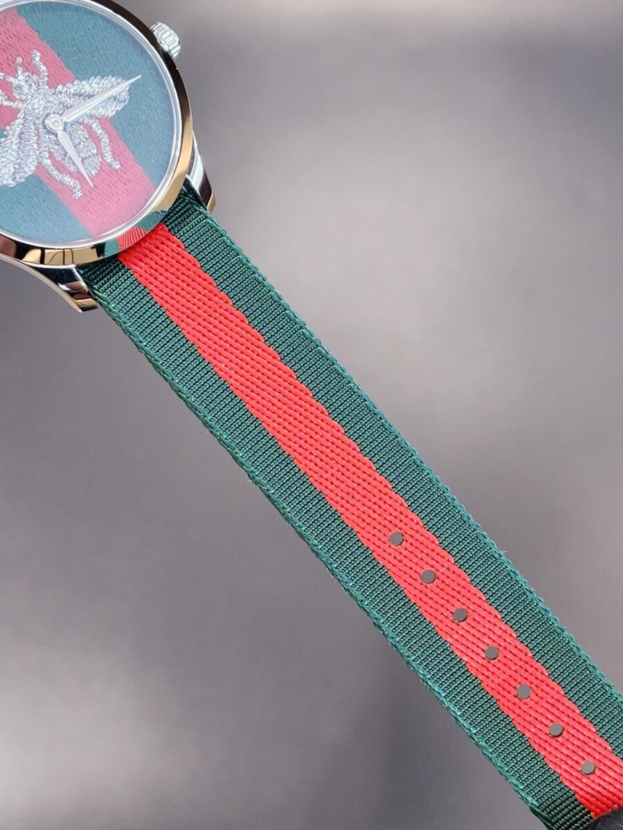 Gucci G-Timeless Quartz Green & Red Nylon Strap Watch Gucci G-Timeless Quartz Green & Red Nylon Strap Watch