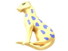 Vintage Peridot and Enamel 18k Yellow Gold Cheetah Brooch Circa 1950