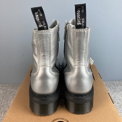 Dr. Martens Jadon Boots Women Metallic Silver Leather Platform