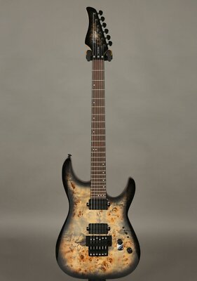 Schecter C-6 FR Pro Charcoal Burst Burl Top Mahogany Floyd Rose Revers Head HH