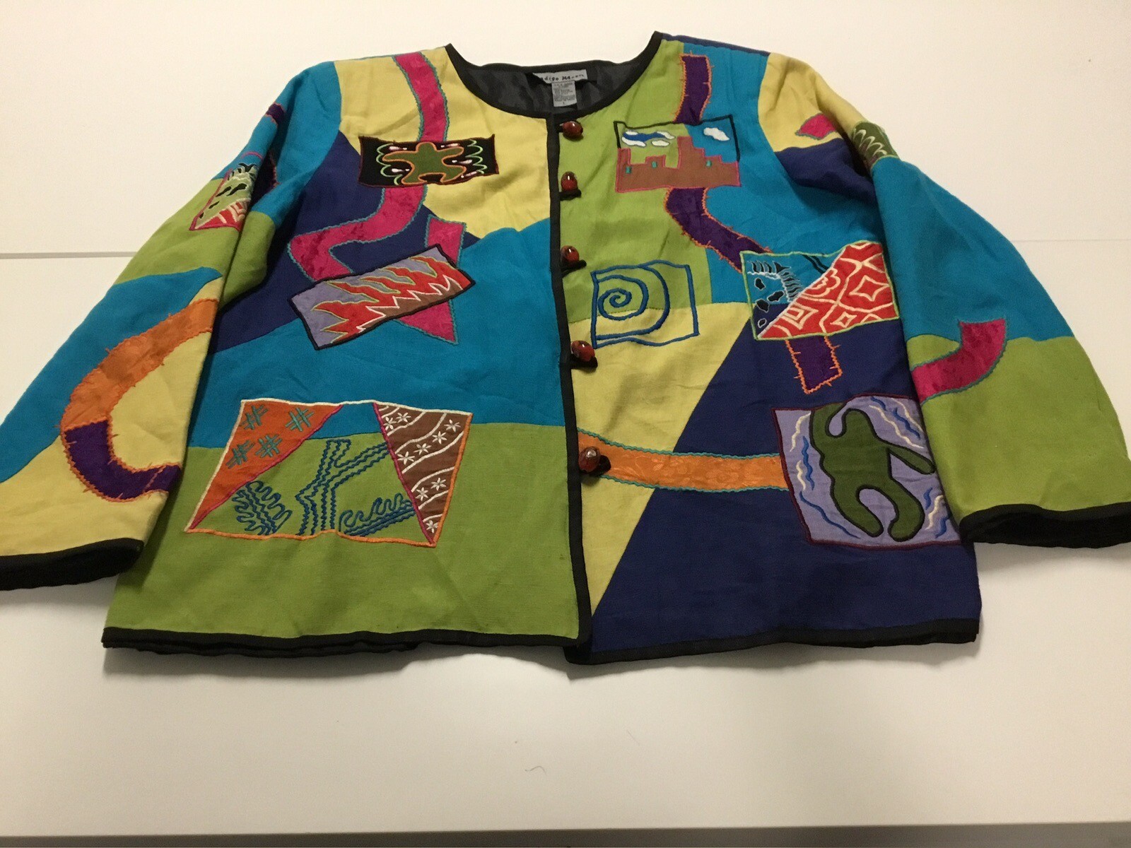 indigo moon jacket large Patchwork Boho Vintage L… - image 3