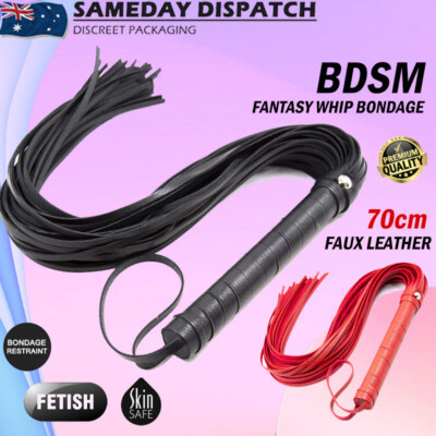 BDSM Faux Leather Flogging Whip Bondage Slap Slash Tassel Fetish Sex Toy  70cm
