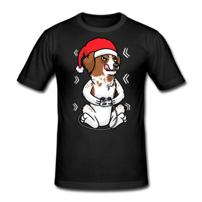 Weihnachten Epagneul Breton T-Shirt Hund Video Gaming Gamer Brittany Geschenk