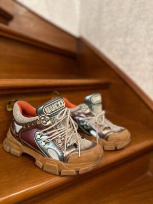 Gucci Flashtrek Sneakers Brown/ Blue/ Pink Logo Embossed Shoes | eBay