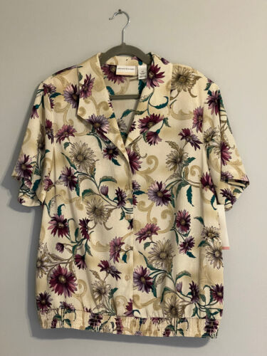ALFRED DUNNER WOMEN'S TOP. SIZE: 18W FLORAL SHORT SLEEVE COLLARED NECK NEW