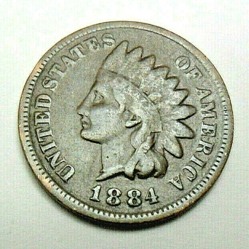 1884 P Indian Head Cent Penny  *F - FINE*   **FREE SHIPPING**