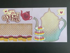 PREMADE SCRAPBOOK PAPER PIECING LAYOUT- Tea Party