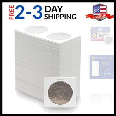 50 Large Dollar  Cardboard Coin Flips Paper Holders Mylar Archival Safe Storage