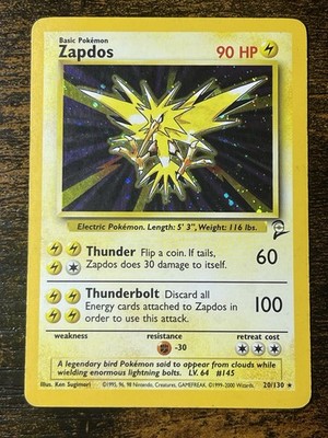 Pokémon TCG Zapdos Base Set 2 Holo Rare Card 20/130 Unlimited