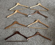 Lot of 8 Vintage Various Wooden Clothes Hangers Heavy Suit Coat
