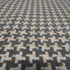 Heavyweight Wool Geo Steel Grey Upholstery Furnishing Fabric By The Metre