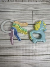 Vintage Baby Toys Lot Of 2 Danara Int. Horse Rattle Blue Yellow & Number Keys