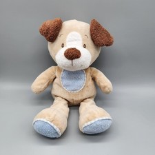 Babies R Us Tan Teddy Bear Blue Circle Tummy Plush Stuffed Baby Lovey Toy 12"