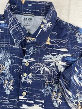 izod saltwater shirt xl Short Sleeve Men Hawaiian Button Up Cotton