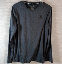 Reebok Mens Gray Long Sleeve Crew Neck Lightw...
