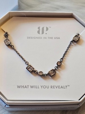 Bomb Party Necklace NK66461 A Poem Around The Neck Diamond CZ Hematite Plating