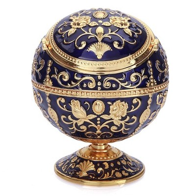 K COOL Windproof Ashtray with Lid Metal 4.2*4.1*5.1 inches, Navy Blue
