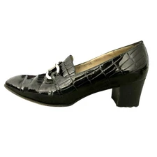 Salvatore Ferragamo Exotic Leather Gold Horse Bit Pumps Black sz 6