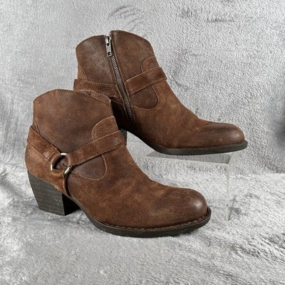 Born Carmel Suede Harness Ankle Boots Classic Brown Bohemian Western Festival