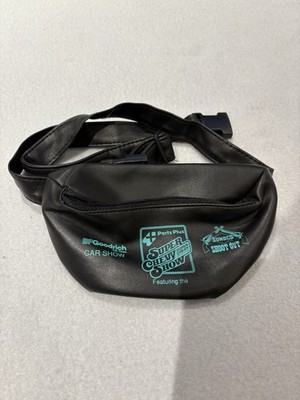 Vintage Super Chevy Show Fanny Pack 90s Retro Black PVC Adjustable Waist Bag