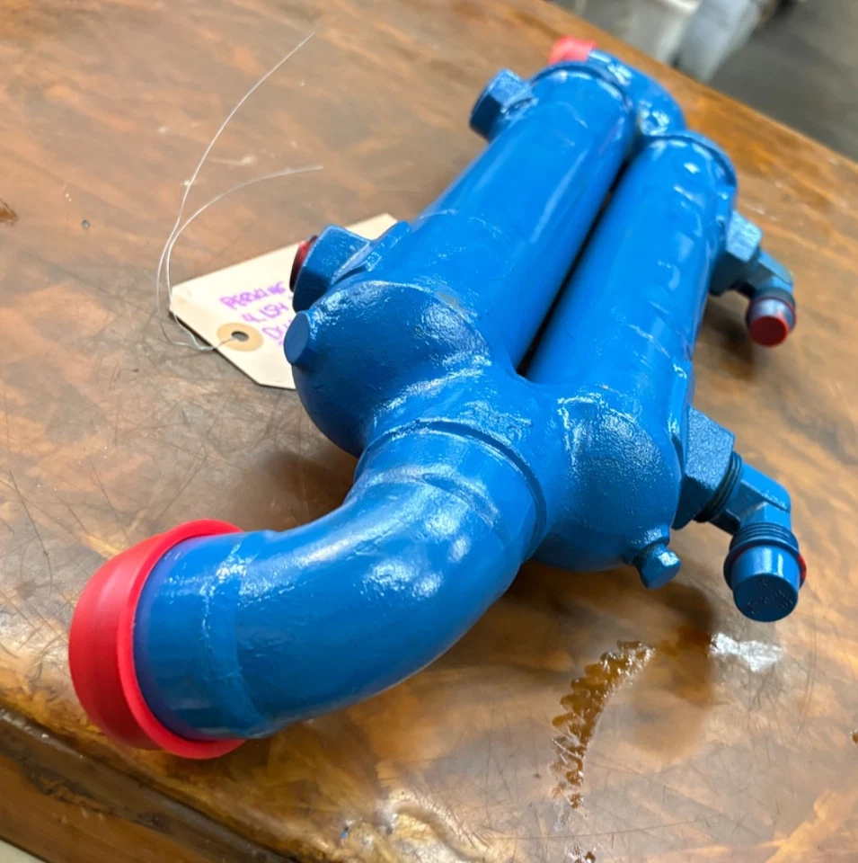 PERKINS 4CYL DIESEL MARINE 4.154 DUAL OIL COOLER 9" BUNDLE 3/4" NPJ 3/8 NPJ..... - Image 4 of 4