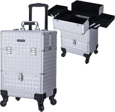 Rolling Makeup Case,Professional Cosmetology Case on Wheels,Large Cosmetic Organ