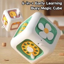 6 In 1 Montessori Educational Toy Sensory Busy Board Practice Skills Drawer Cube