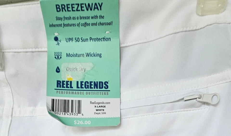 Pantalones cortos Breezeway para mujer Reel Legends talla XL blancos transparentes nuevos con etiquetas. UPF 50, elástico  Foto 4 de 4