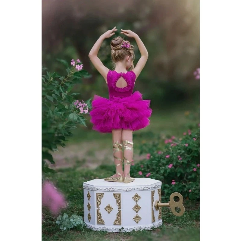 NWT Dollcake Dress Sugar Plum Tutu Leotard Set Girls Sz 7 Pink Floral Applique - Image 2 of 4