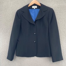 Le Suit Blazer Womens 14 Black Dot Stripe Button Up Jacket Office Career Work