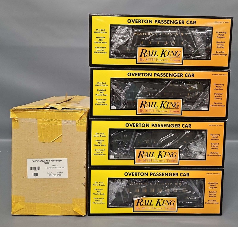 MTH Rail King O Gauge Texas Overton Passenger 4-Car Set Original Boxes 30-6404
