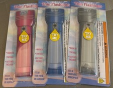 FLAT LED 3 Pack FLASHLIGHT MAGNETIC THIN FLAT LED POCKET PURSE FLASHLIGHT