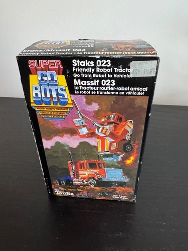 Super GoBots Staks 7251 Friendly Robot Tractor w Box Tonka 1984 - Vintage OPEN