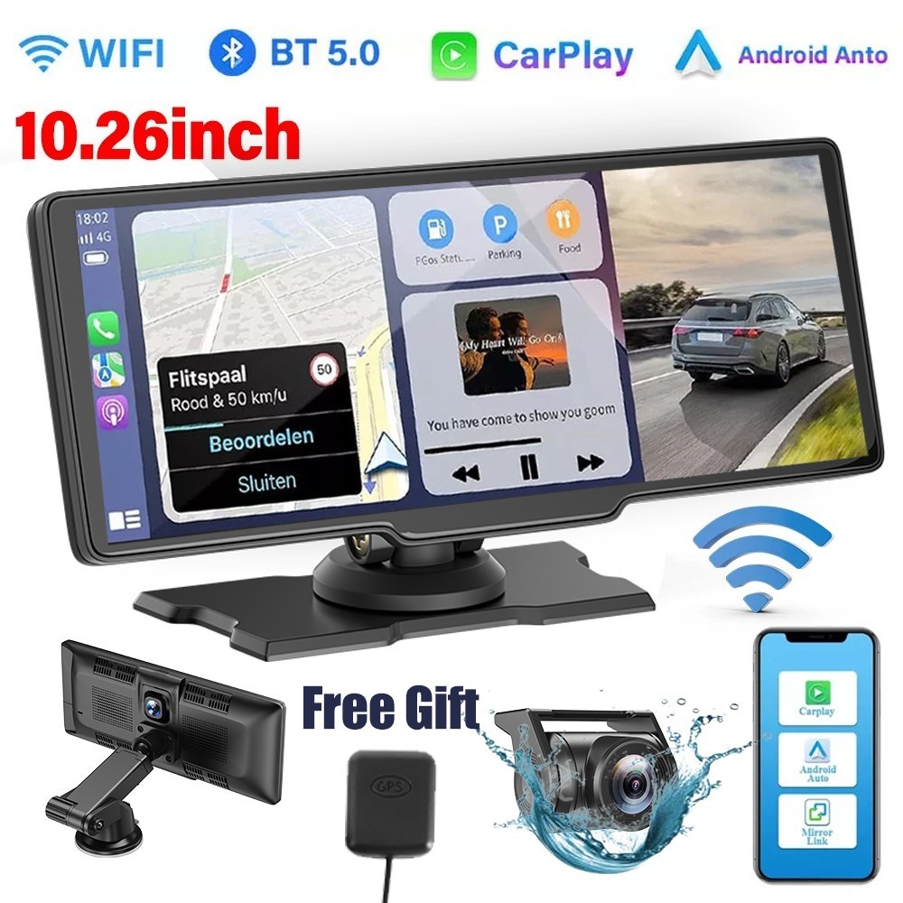 ESSGOO 10.26" Portable Touch Car Stereo Wireless Apple Carpl
