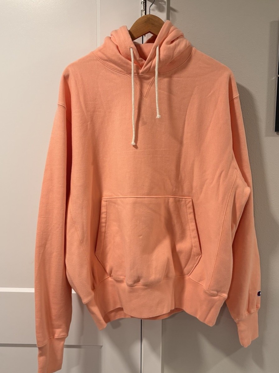 Champion Reverse Weave Vintage Wash Grapefruit Peach Pink Hoodie