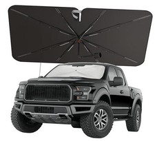Premium Umbrella Windshield Sun Shade for Car  Foldable Large Silver - Black