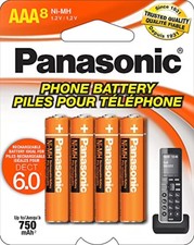 HHR-4DPA/8B AAA 750mAh Ni-MH Rechargeable Batteries, Cordless Phones, 8-Pack
