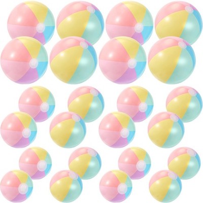 24 Pcs Inflatable Beach Balls Bulk Pastel Color Jumbo Big Macaron Beach Balls...