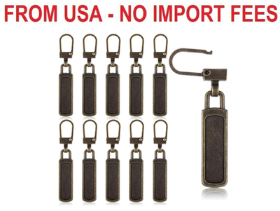 #ad 10 Pcs Zipper Pull Replacement Detachable Small Holes Bronze Zipper Tags Cord Pu $1.03