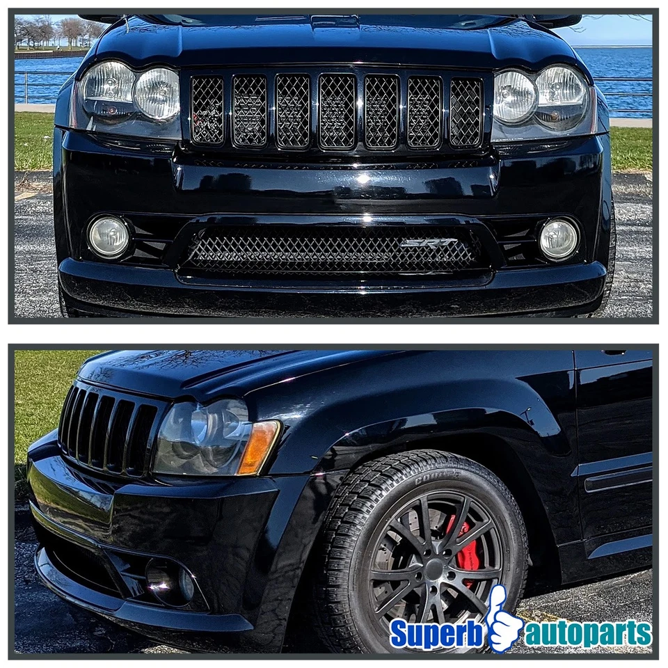For 2005-2007 Jeep Grand Cherokee Black Headlights Pair Replacement Left+Right - Image 3 of 4