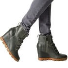 Sorel Womens Joan Uptown Wedge Heel Boot Lace Up Zip Leather Gray Size 9.5