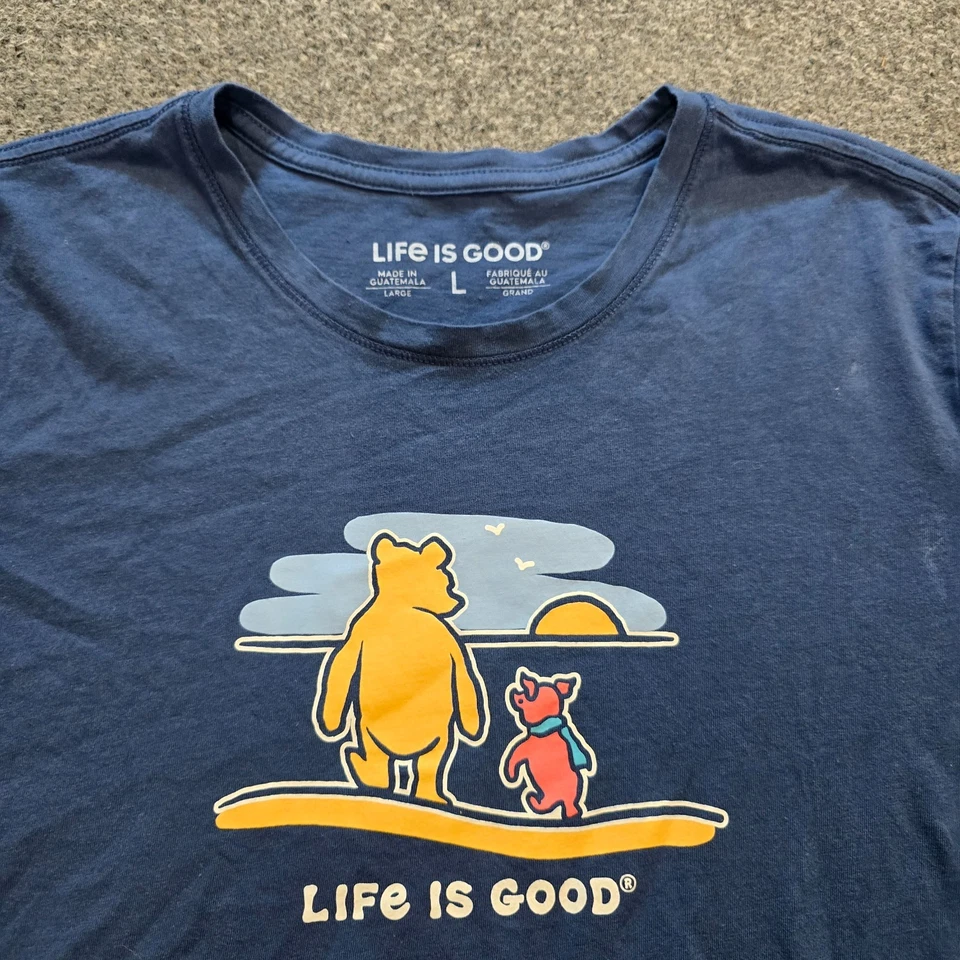 Top Life Is Good para mujer talla grande azul Winne The Pooh Piglet cuello redondo informal Foto 2 de 4