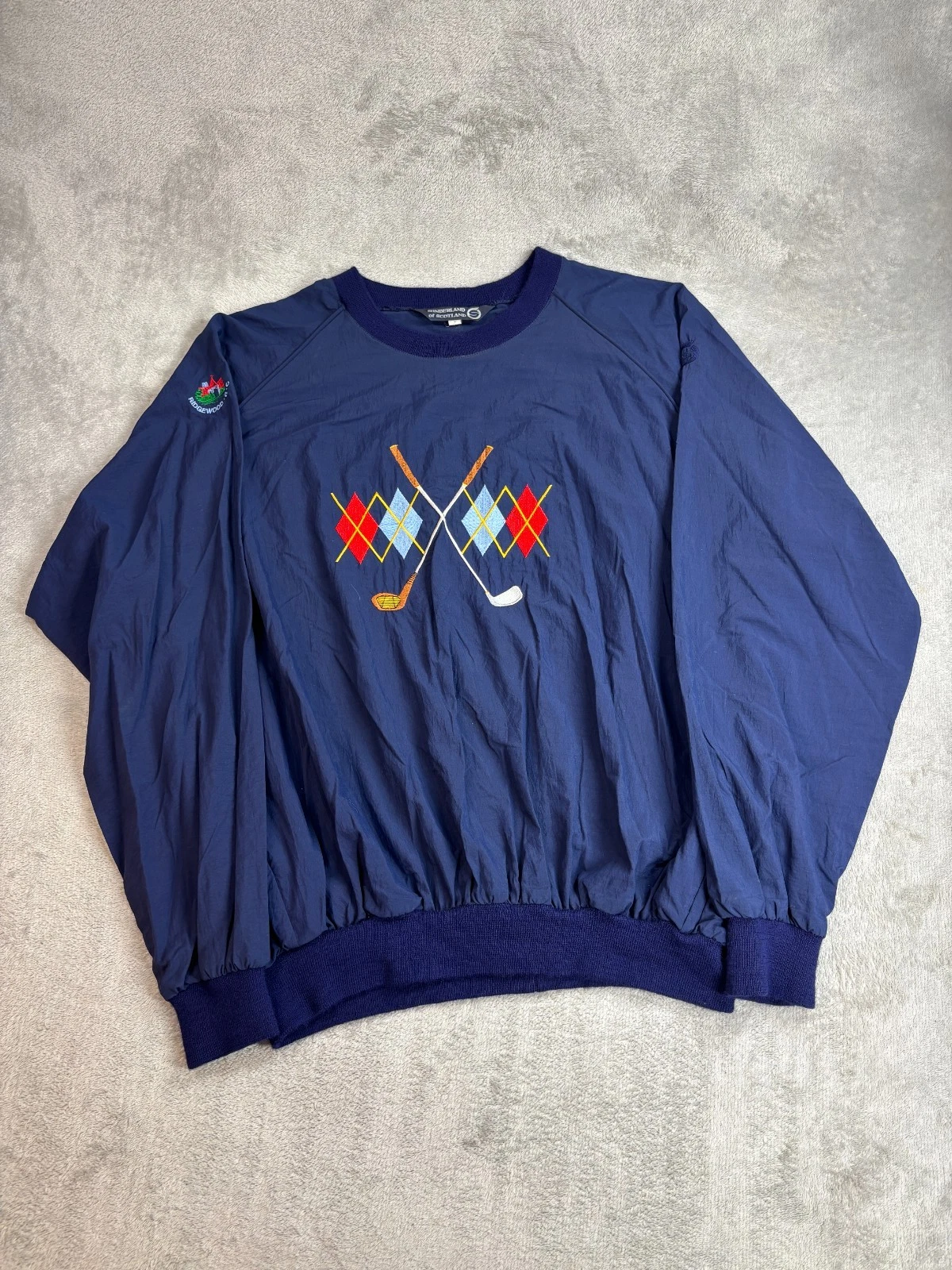 Sunderland of Scotland Windbreaker Golf Jacket XL Blue Embroidered Argyle - product detail image 1
