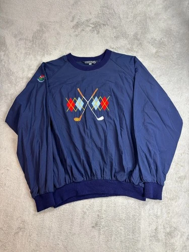 Sunderland of Scotland Windbreaker Golf Jacket XL Blue Embroidered Argyle video thumbnail