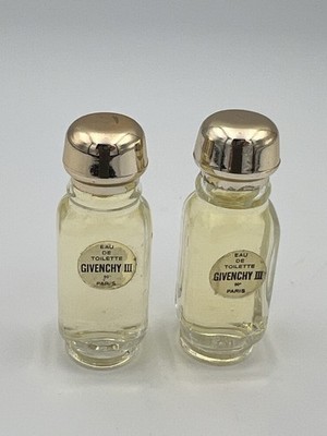 Givenchy III Eau de Toilette miniature dab on bottles, 0.12 Fl Oz each Vtg.