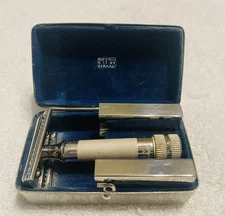 Vintage HOFFRITZ Slant Bar Safety Razor Made In Germany Original stainless Case