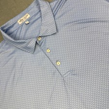 Peter Millar Polo Shirt Mens 2XL Blue Summer Comfort Horseshoes AOP Golf Stretch