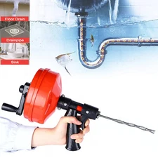 25ft Plumbers Drain Snake Long Heavy Duty Plumbing Auger Hand Tool Bathroom Pipe