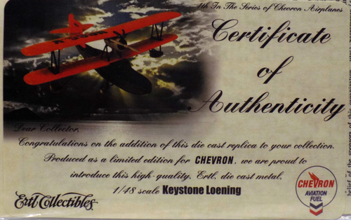 ERTL Chevron Aviation Fuel 1936 Keystone Loening Orange /Black Metal Edition NOS - Picture 10 of 14